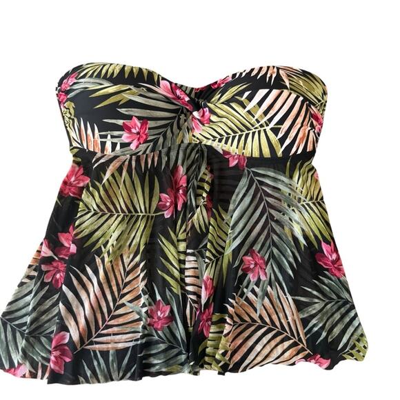 Kona Sol Tropical Swim Strapless Top Padded Breasts Size XL NWT - Picture 1 of 5